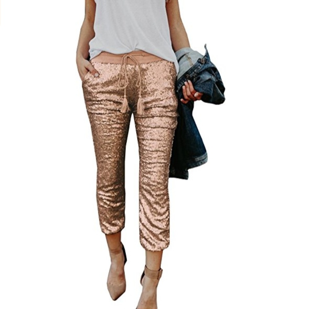 🖤 HP 🖤 Rose Gold Sequin Joggers - Picture 2 of 4